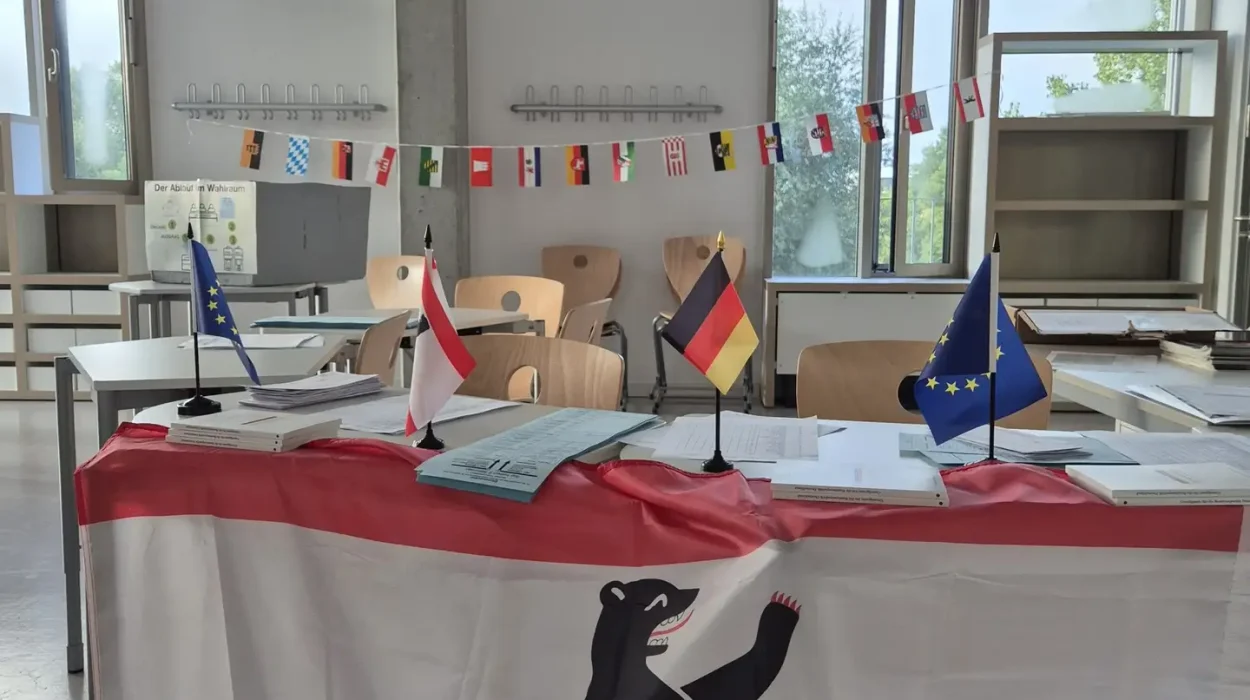 Impression aus dem Wahllokal bei der Juniorwahl am 12. Gymnasium Lichtenberg